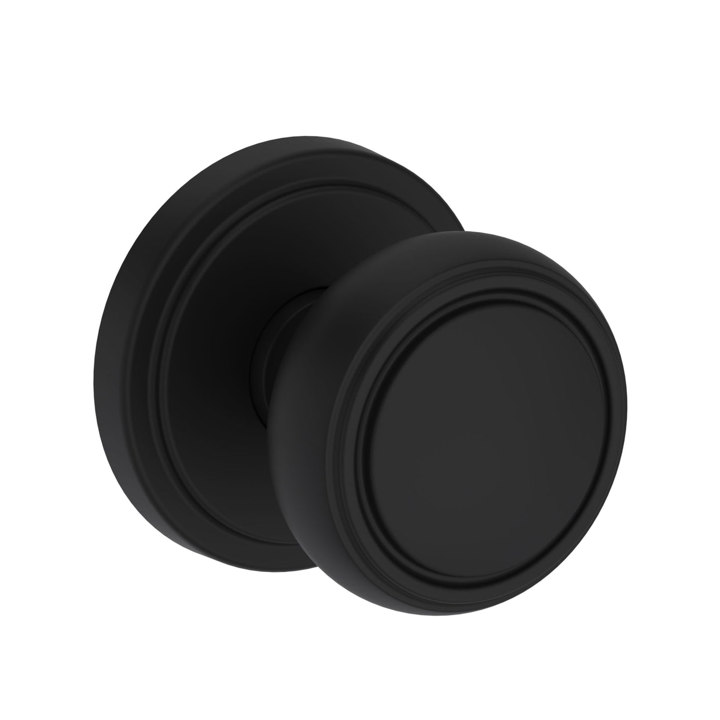 Baldwin Reserve Bremerton Knob, Stepped Round Rose, Satin Black
