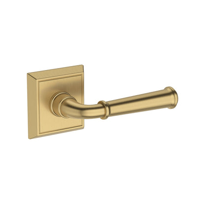 Baldwin Reserve Dunsmoor Lever, Chamfered Square Rose, Lifetime (PVD) Satin Brass
