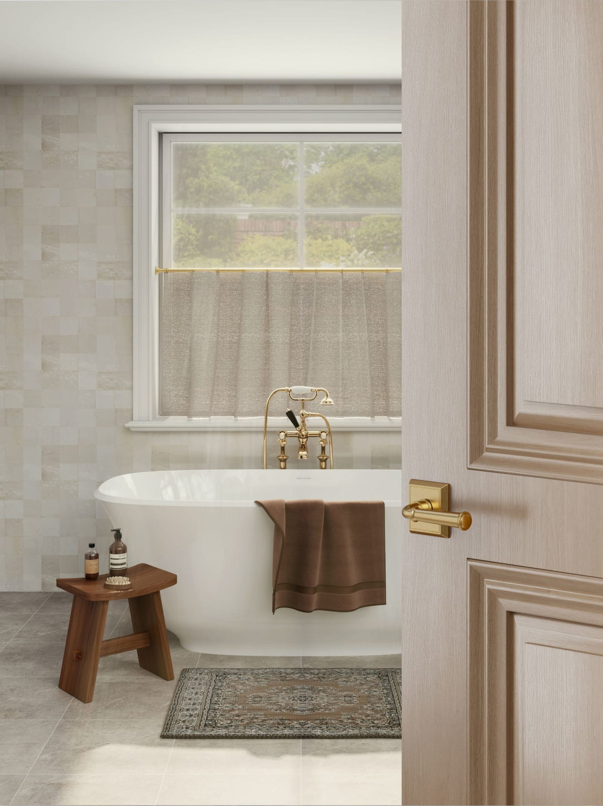 Baldwin Reserve Dunsmoor Lever, Chamfered Square Rose, Lifetime (PVD) Satin Brass