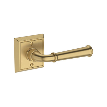Baldwin Reserve Dunsmoor Lever, Chamfered Square Rose, Lifetime (PVD) Satin Brass