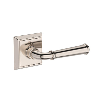 Baldwin Reserve Dunsmoor Lever, Chamfered Square Rose, Lifetime (PVD) Polished Nickel
