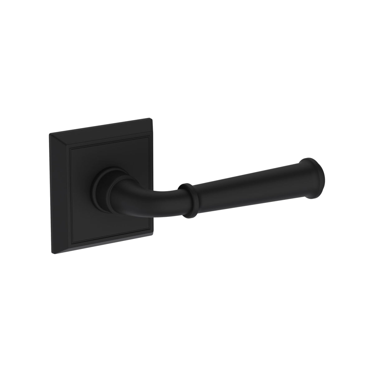 Baldwin Reserve Dunsmoor Lever, Chamfered Square Rose, Satin Black