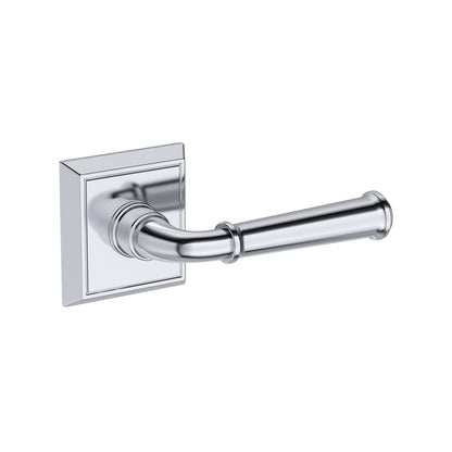 Baldwin Reserve Dunsmoor Lever, Chamfered Square Rose, Polished Chrome