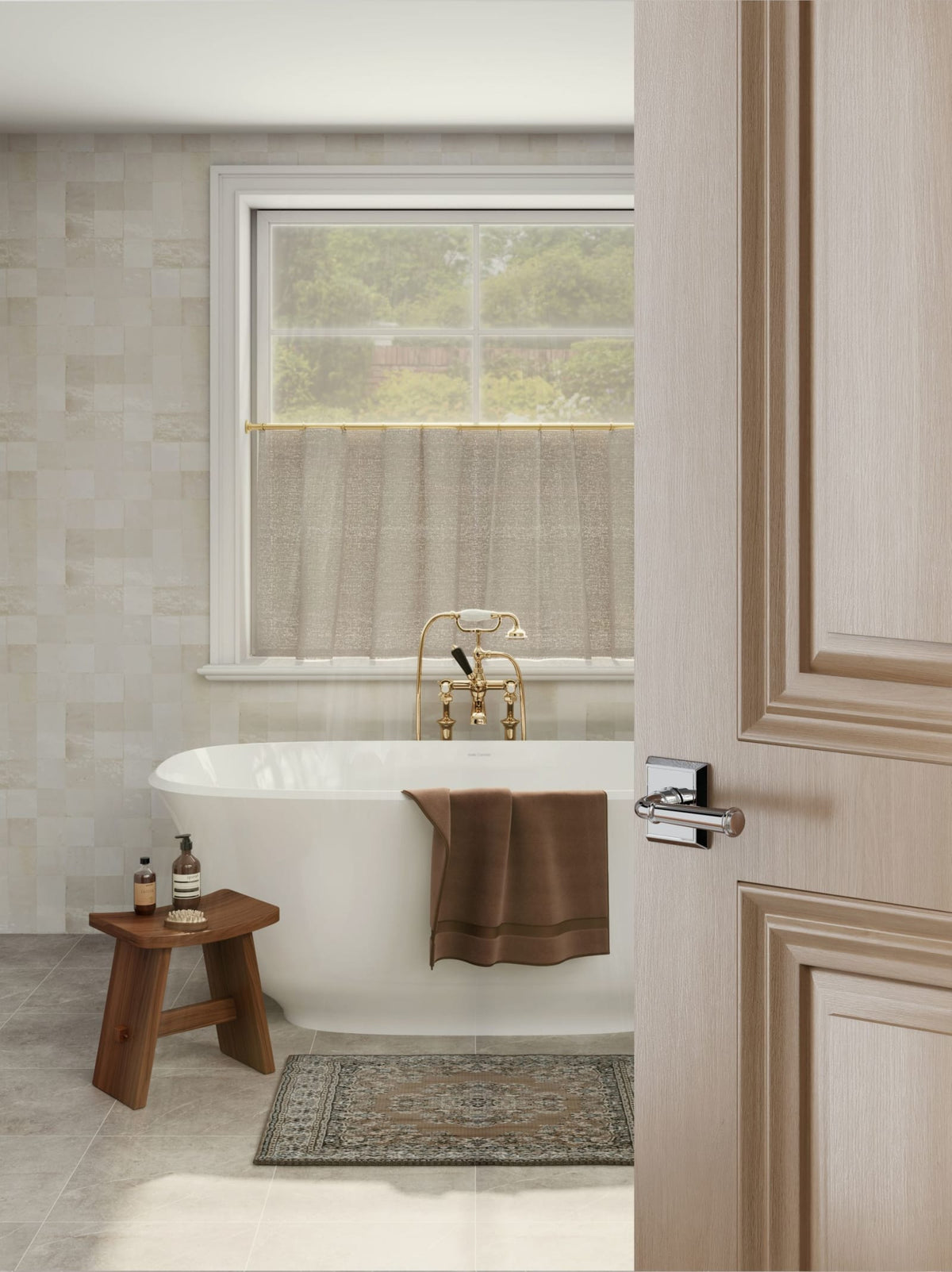 Baldwin Reserve Dunsmoor Lever, Chamfered Square Rose, Polished Chrome
