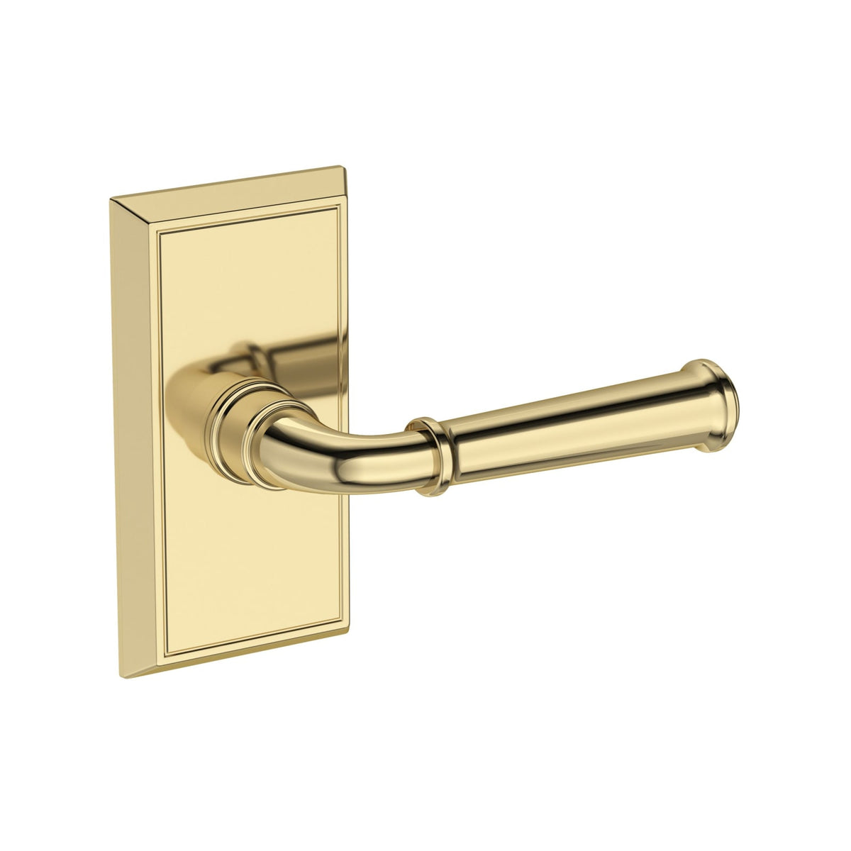 Baldwin Reserve Dunsmoor Lever, Contemporary 5" Rose, Non-lacquered Brass