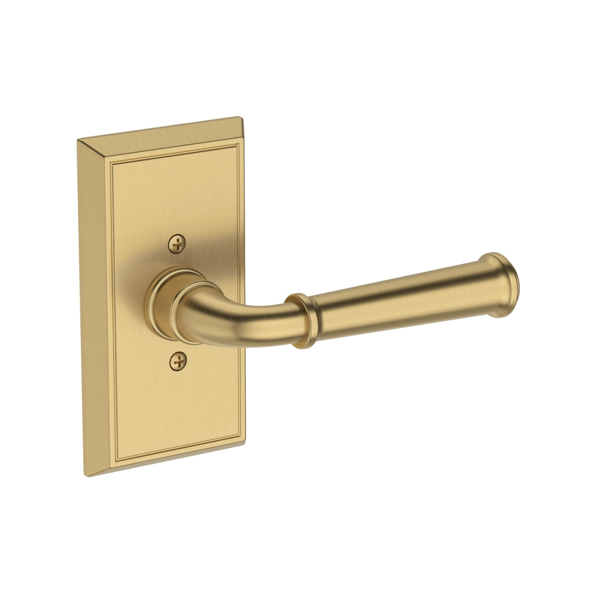 Baldwin Reserve Dunsmoor Lever, Contemporary 5" Rose, Lifetime (PVD) Satin Brass