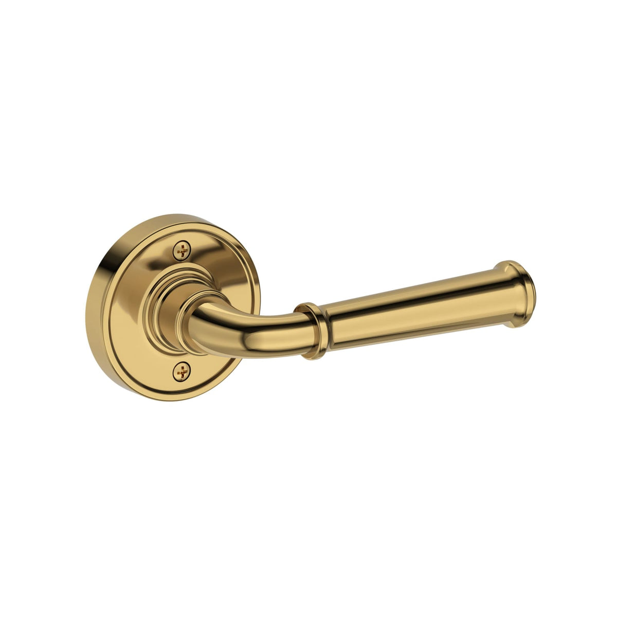 Baldwin Reserve Dunsmoor Lever, Recessed Round Rose, Lifetime (PVD) Polished Brass