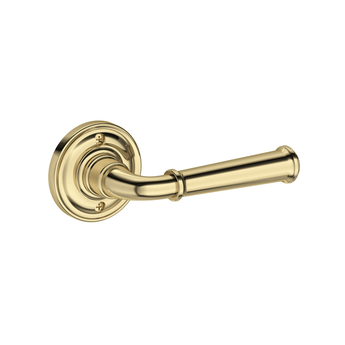 Baldwin Reserve Dunsmoor Lever, Traditional Round Rose, Non-lacquered Brass