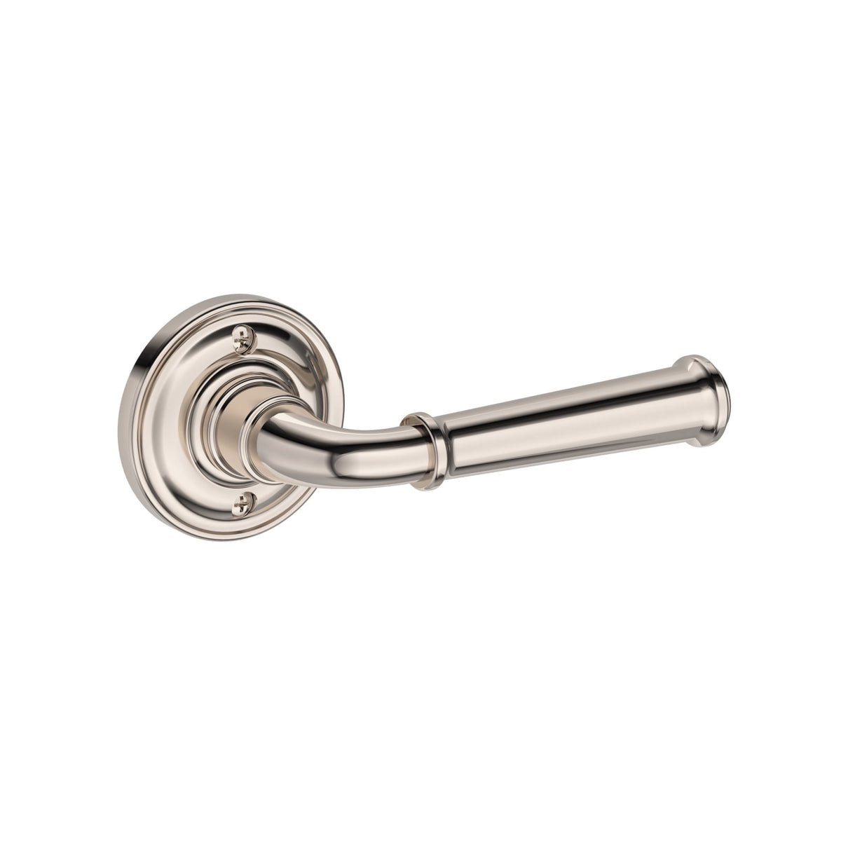Baldwin Reserve Dunsmoor Lever, Traditional Round Rose, Lifetime (PVD) Polished Nickel