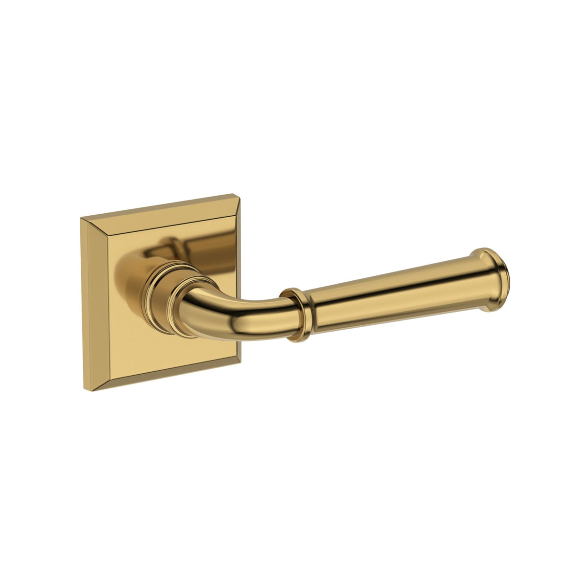 Baldwin Reserve Dunsmoor Lever, Traditional Square Rose, Lifetime (PVD) Polished Brass