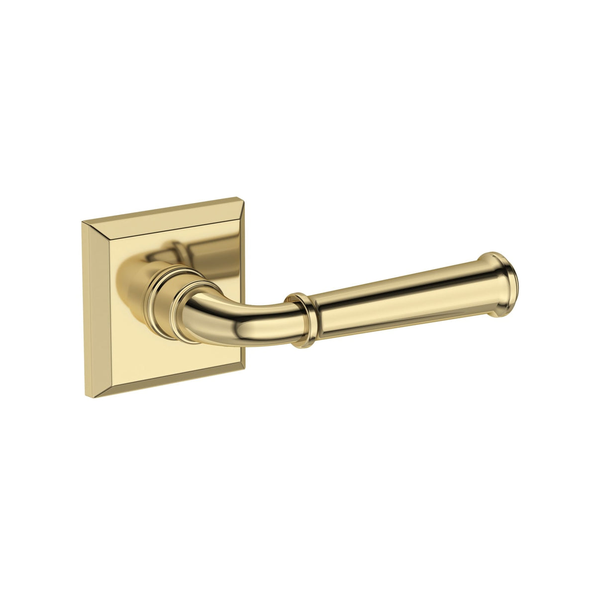 Baldwin Reserve Dunsmoor Lever, Traditional Square Rose, Non-lacquered Brass