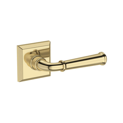 Baldwin Reserve Dunsmoor Lever, Traditional Square Rose, Non-lacquered Brass