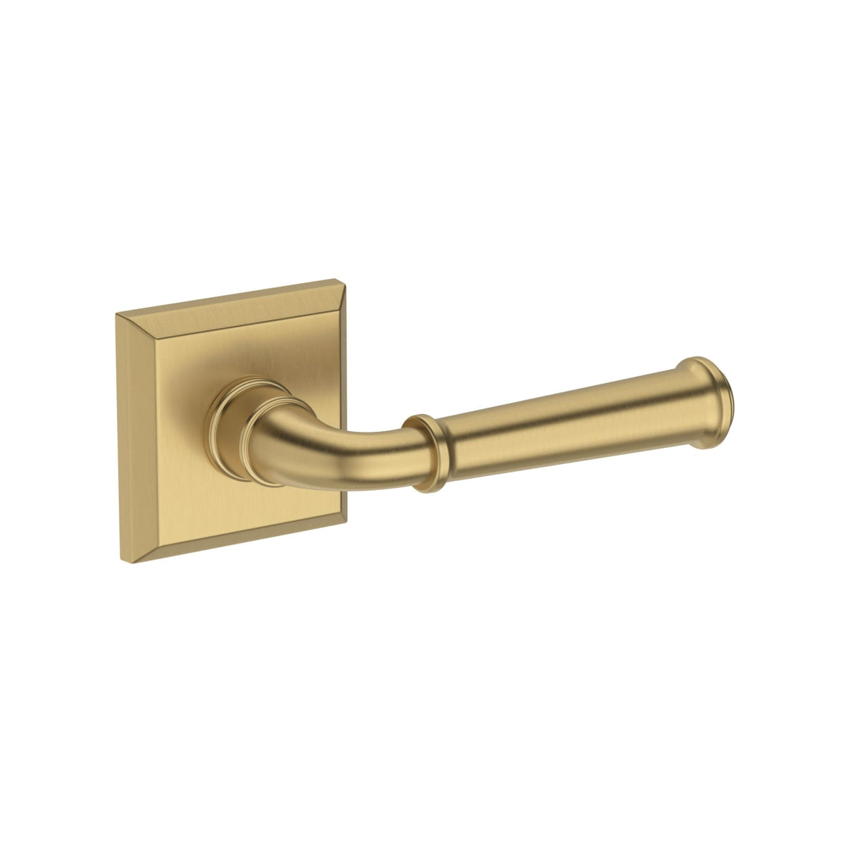 Baldwin Reserve Dunsmoor Lever, Traditional Square Rose, Lifetime (PVD) Satin Brass