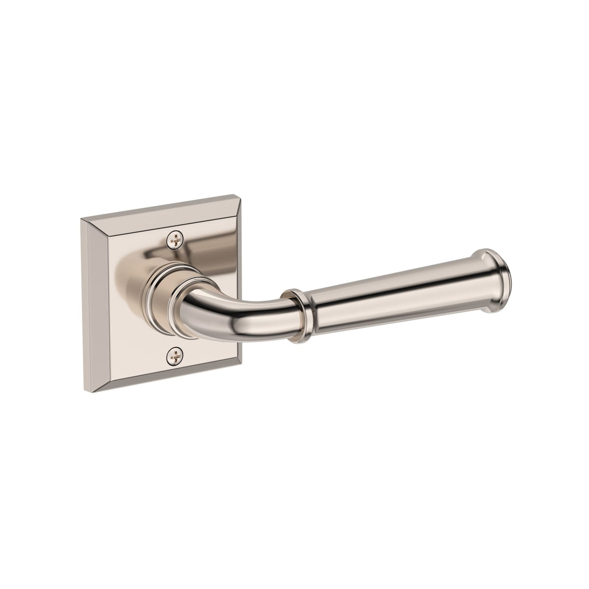 Baldwin Reserve Dunsmoor Lever, Traditional Square Rose, Lifetime (PVD) Polished Nickel