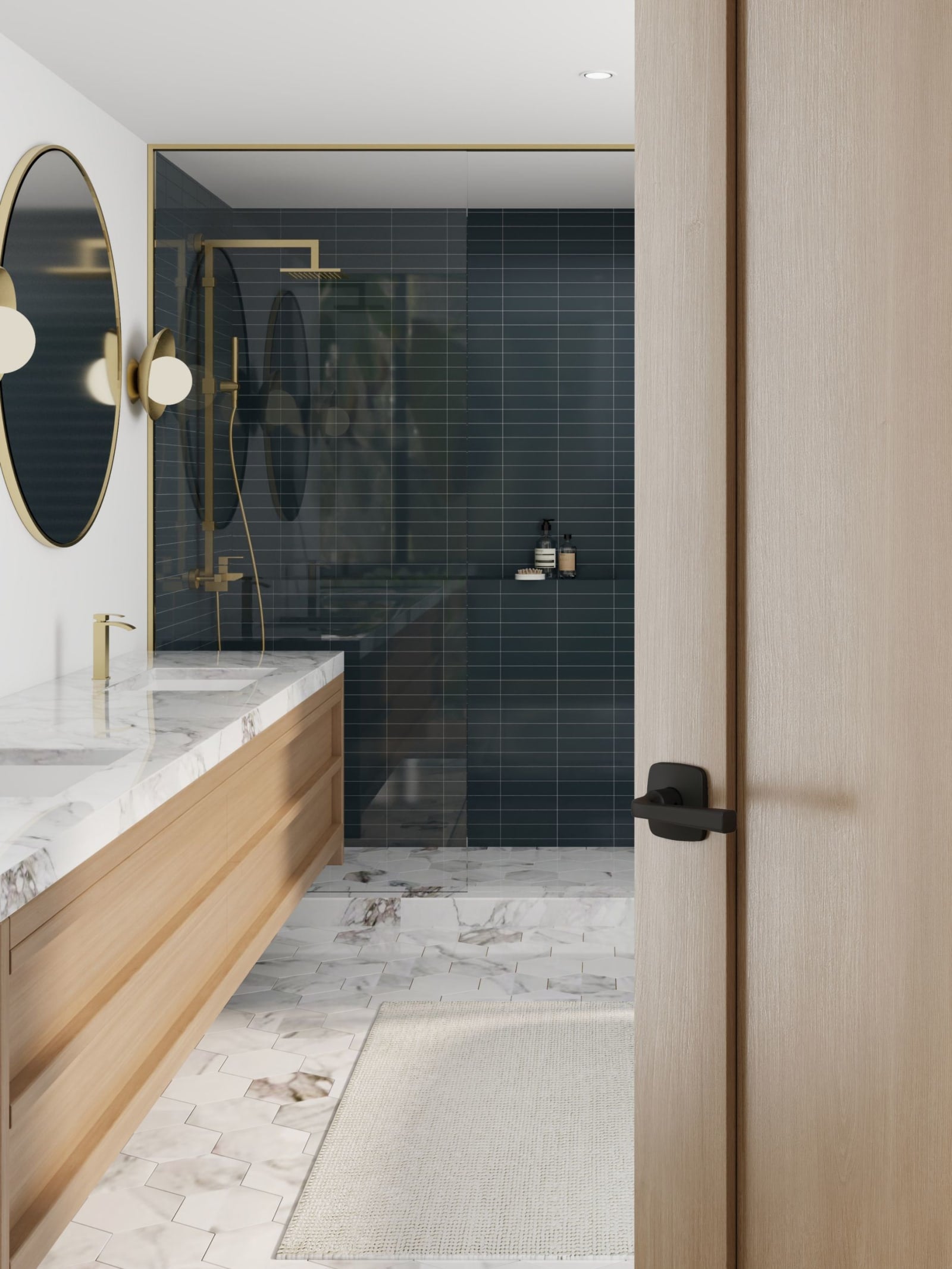 Baldwin Reserve Kingvale Lever, Soft Square Rose, Satin Black