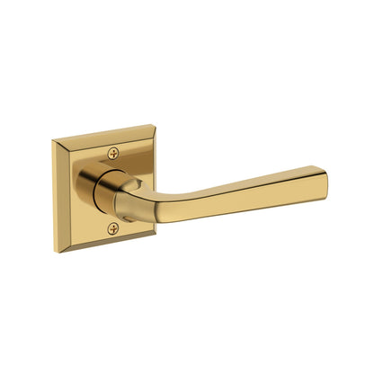 Baldwin Reserve Kingvale Lever, Traditional Square Rose, Lifetime (PVD) Polished Brass