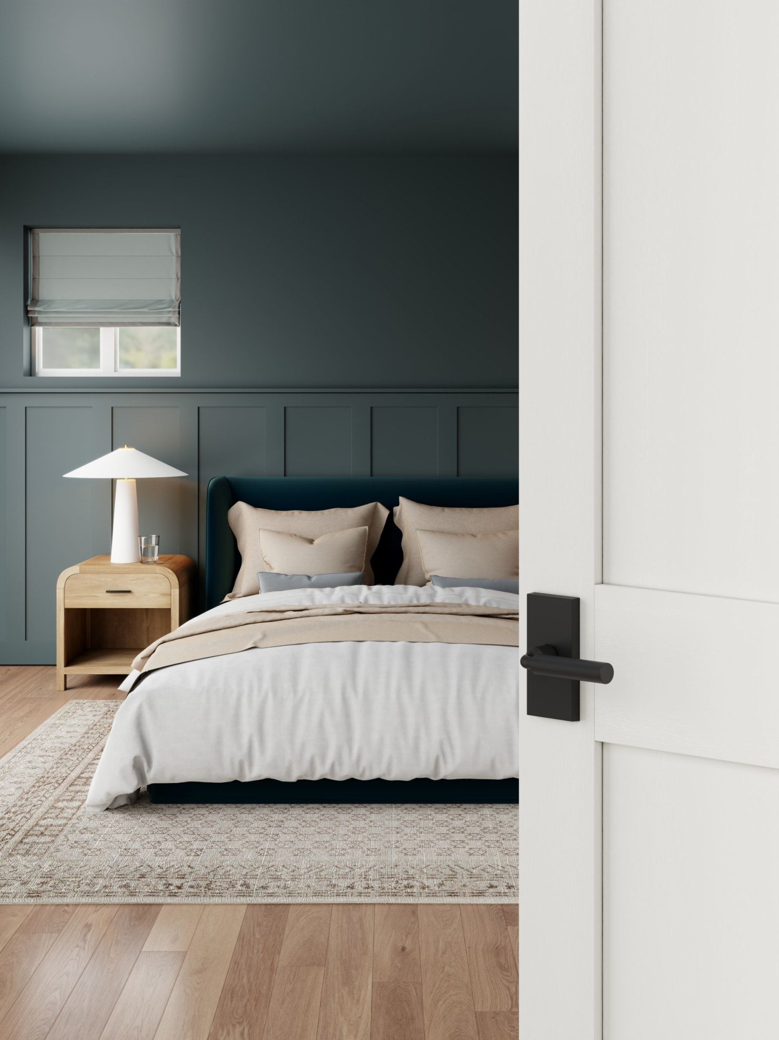 Baldwin Reserve La Conner Lever, Contemporary 5" Rose, Satin Black