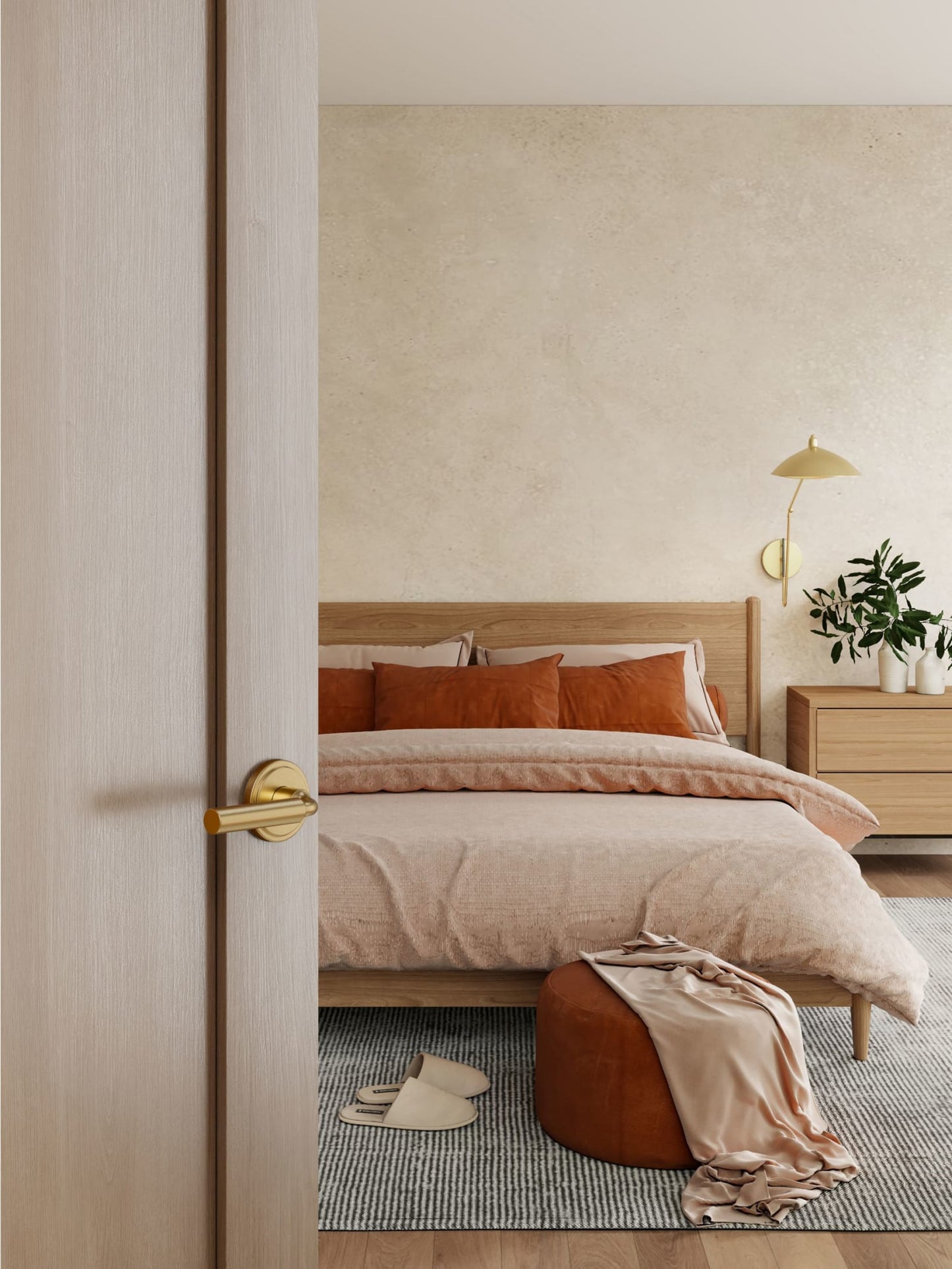 Baldwin Reserve La Conner Lever, Stepped Round Rose, Lifetime (PVD) Satin Brass