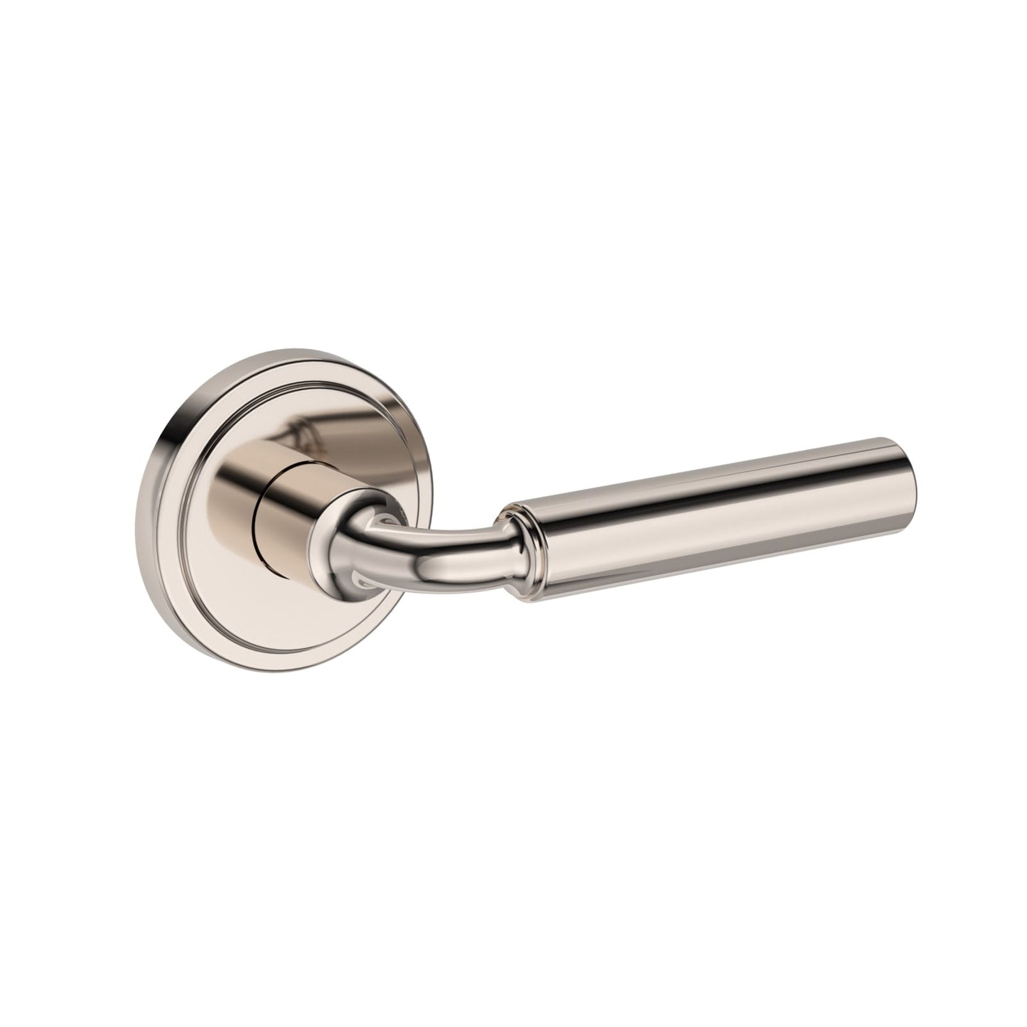 Baldwin Reserve La Conner Lever, Stepped Round Rose, Lifetime (PVD) Polished Nickel