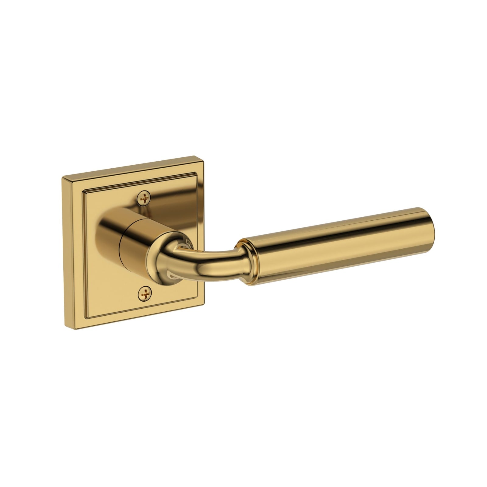 Baldwin Reserve La Conner Lever, Stepped Square Rose, Lifetime (PVD) Polished Brass