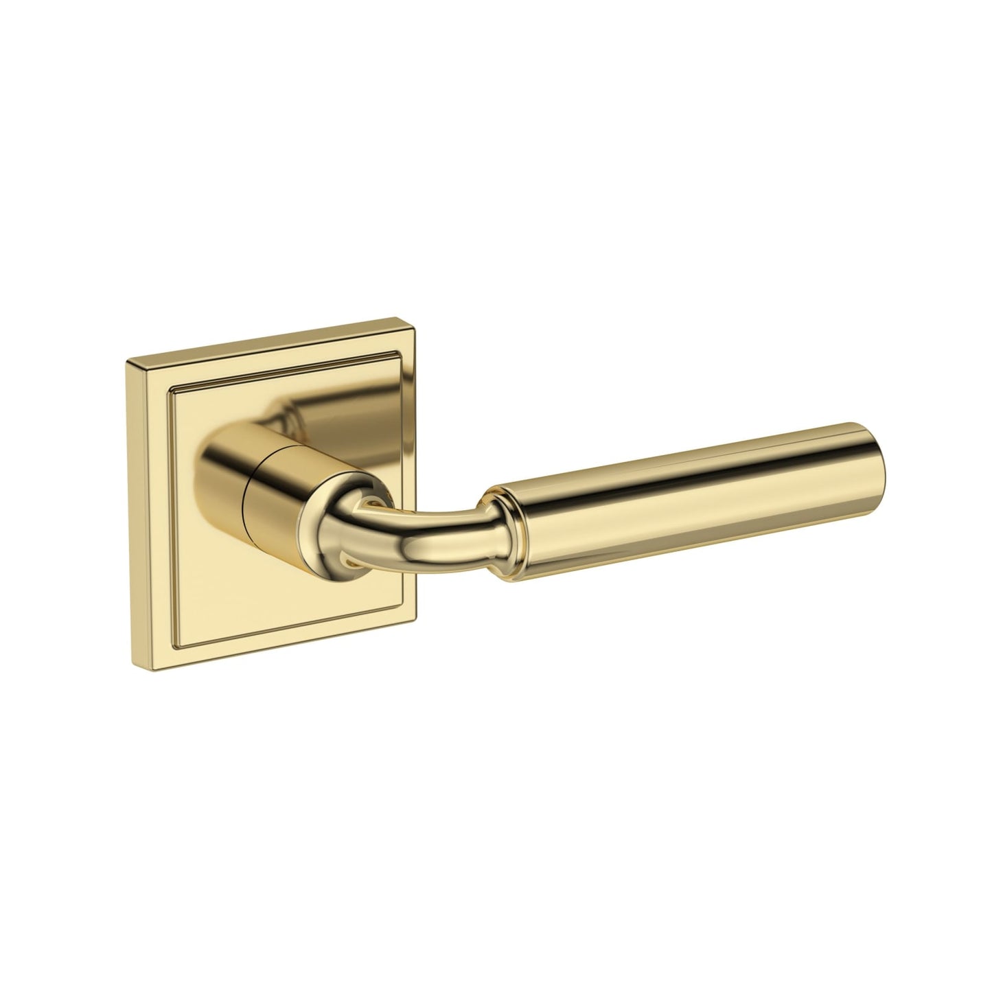 Baldwin Reserve La Conner Lever, Stepped Square Rose, Non-lacquered Brass