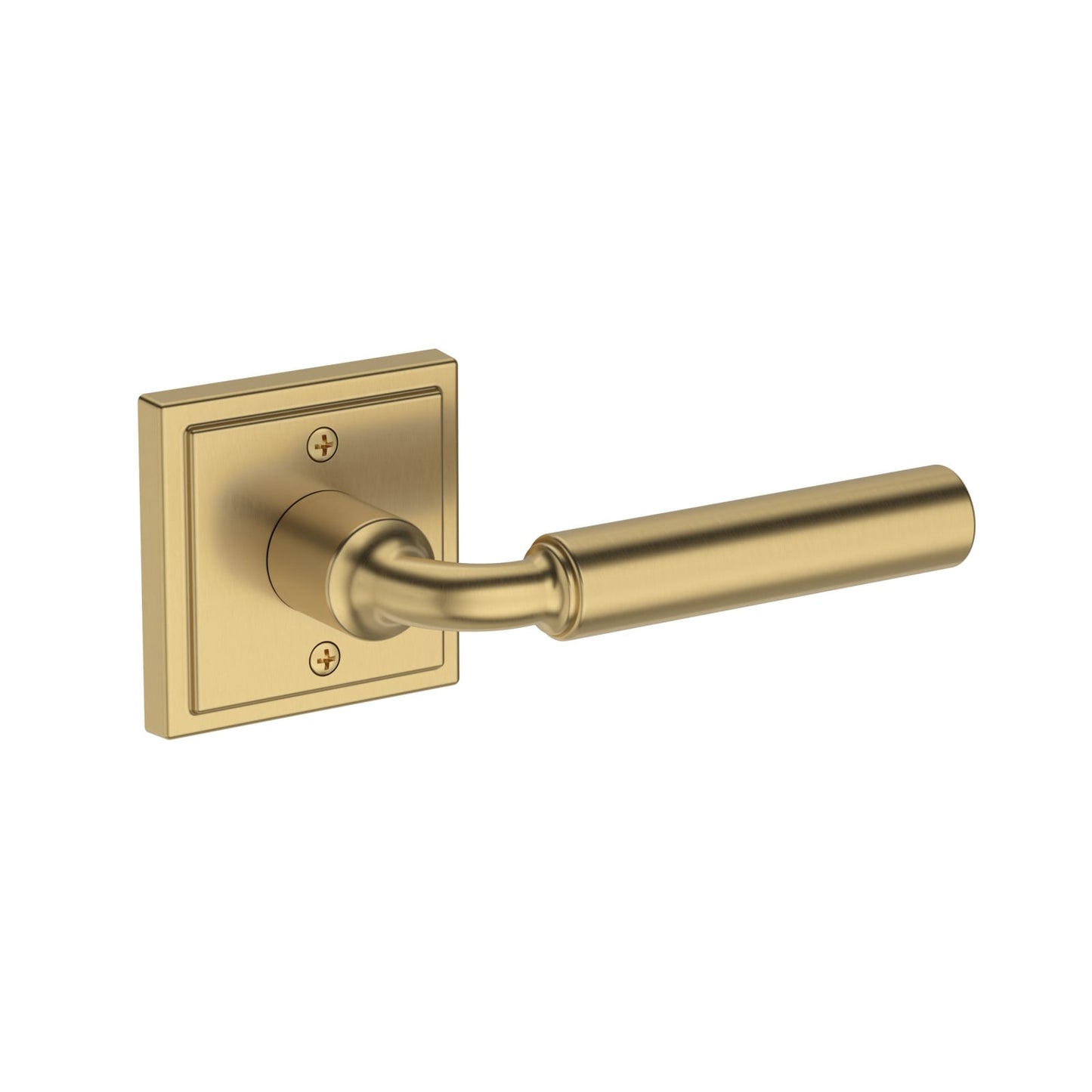 Baldwin Reserve La Conner Lever, Stepped Square Rose, Lifetime (PVD) Satin Brass