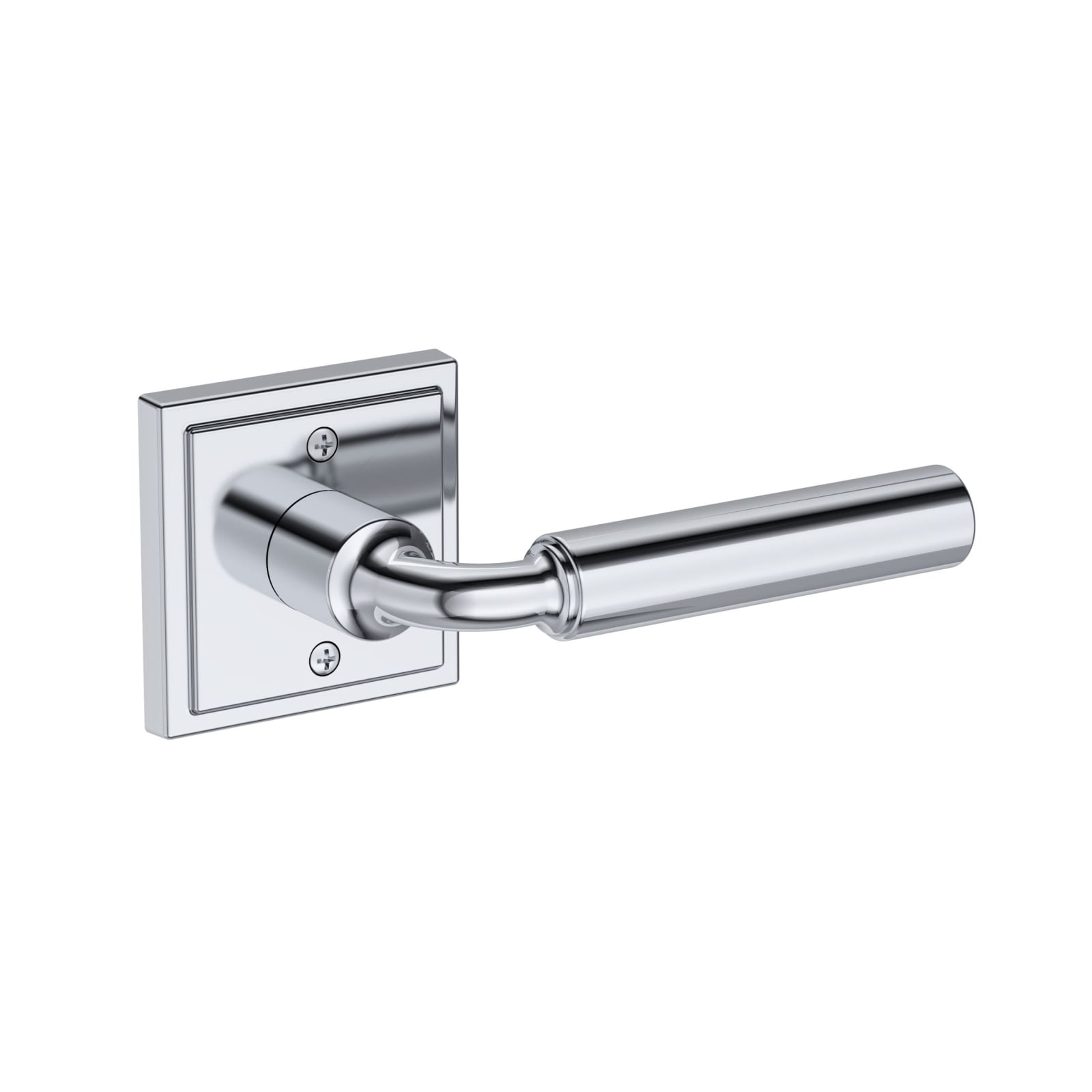 Baldwin Reserve La Conner Lever, Stepped Square Rose, Polished Chrome