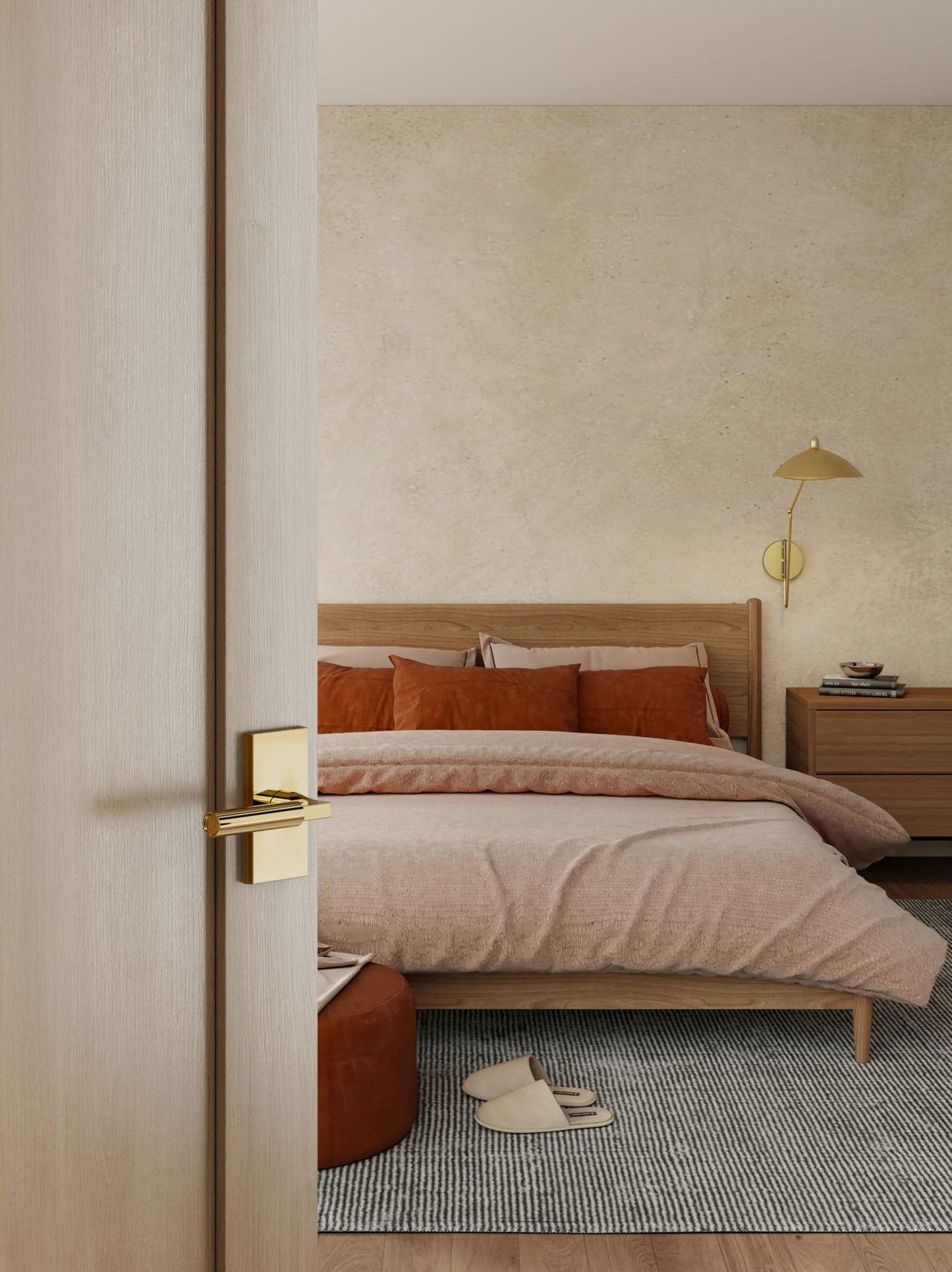 Baldwin Reserve Lake Forest Lever, Contemporary 5" Rose, Non-lacquered Brass