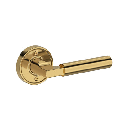 Baldwin Reserve Lake Forest Lever, Recessed Round Rose, Lifetime (PVD) Polished Brass