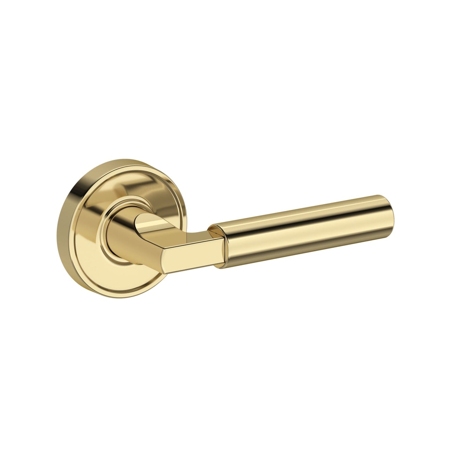 Baldwin Reserve Lake Forest Lever, Recessed Round Rose, Non-lacquered Brass
