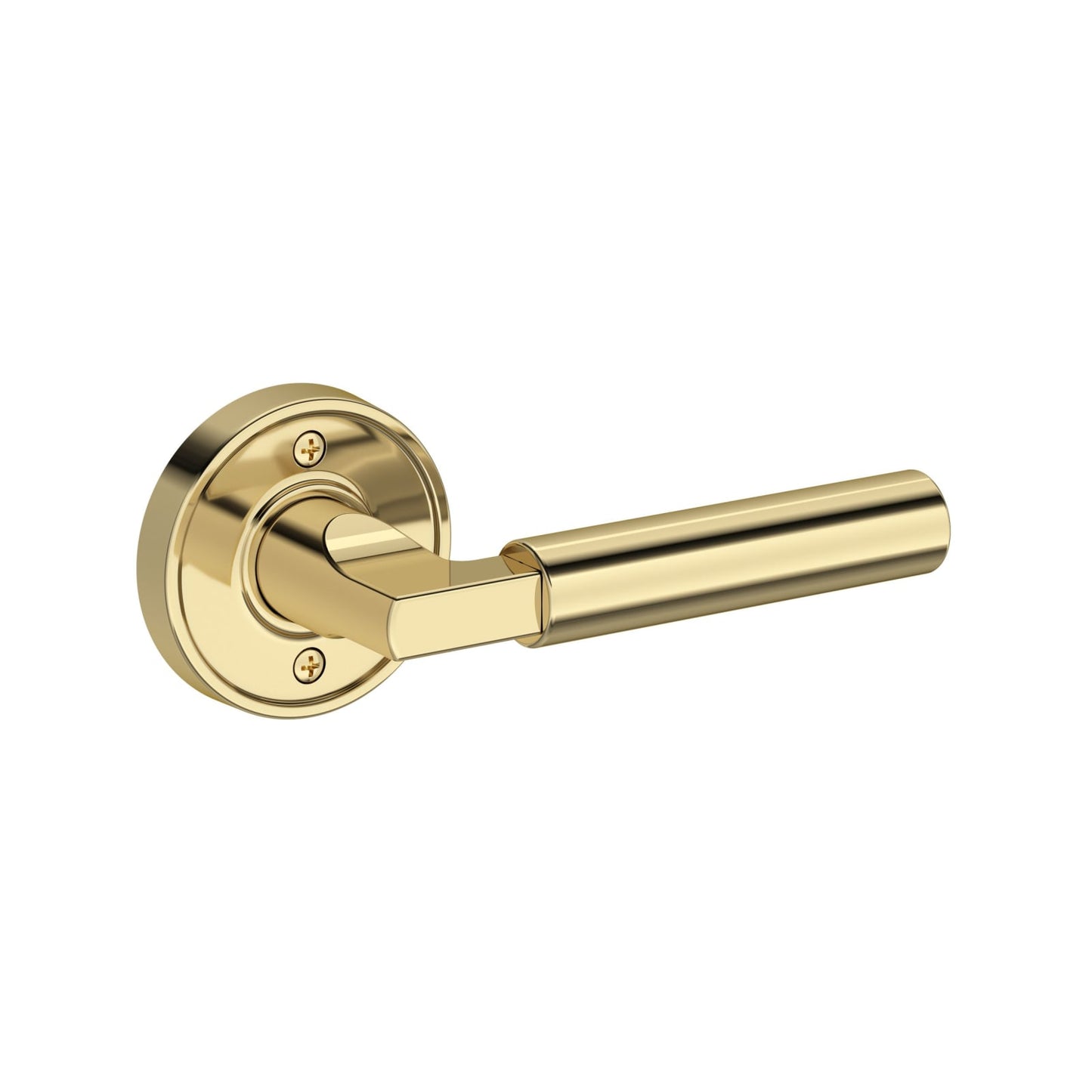 Baldwin Reserve Lake Forest Lever, Recessed Round Rose, Non-lacquered Brass