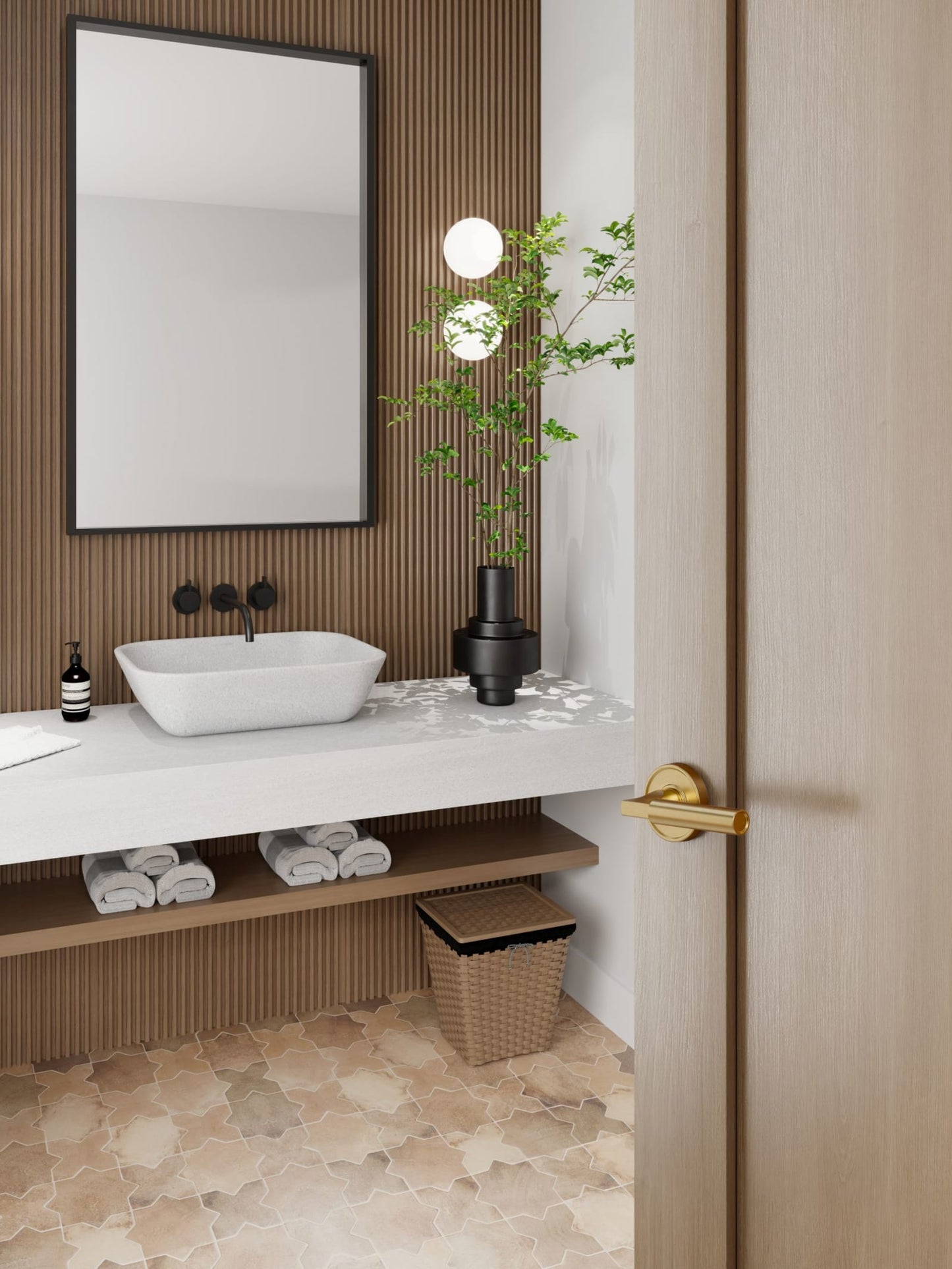 Baldwin Reserve Lake Forest Lever, Recessed Round Rose, Lifetime (PVD) Satin Brass