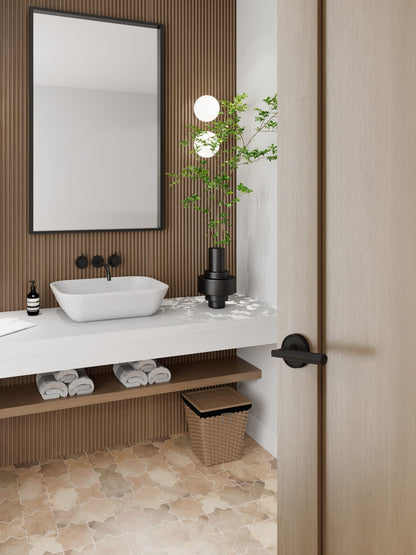 Baldwin Reserve Lake Forest Lever, Recessed Round Rose, Satin Black