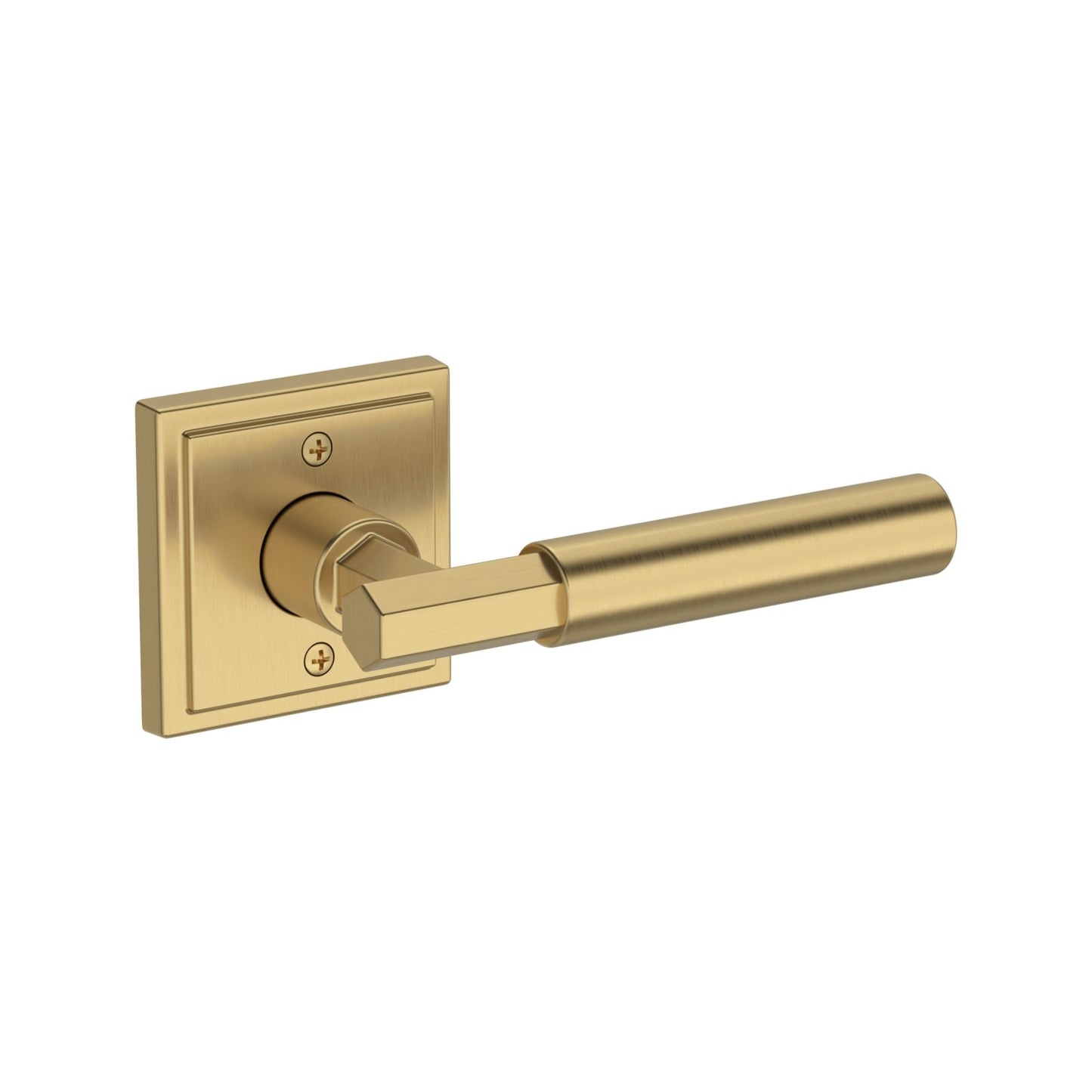 Baldwin Reserve Riddling Lever, Stepped Square Rose, Lifetime (PVD) Satin Brass