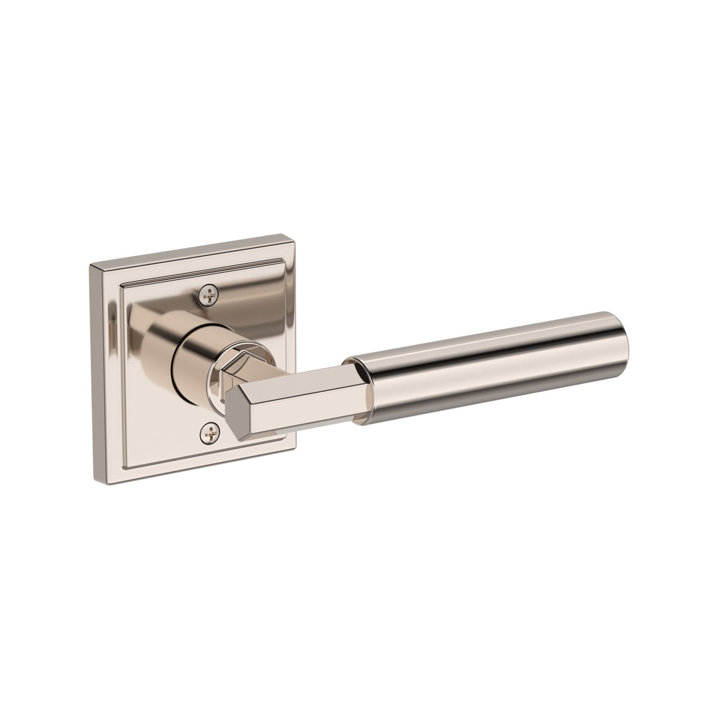 Baldwin Reserve Riddling Lever, Stepped Square Rose, Lifetime (PVD) Polished Nickel
