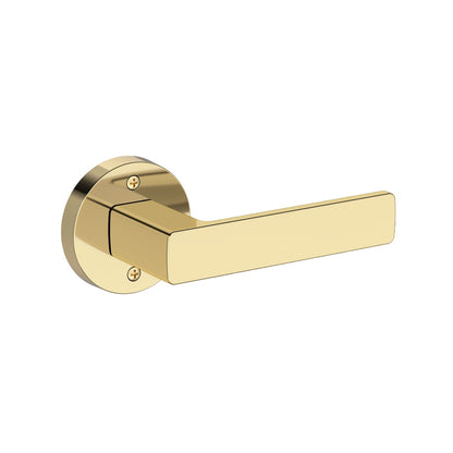 Baldwin Reserve Sharpewood Lever, Contemporary Round Rose, Non-lacquered Brass