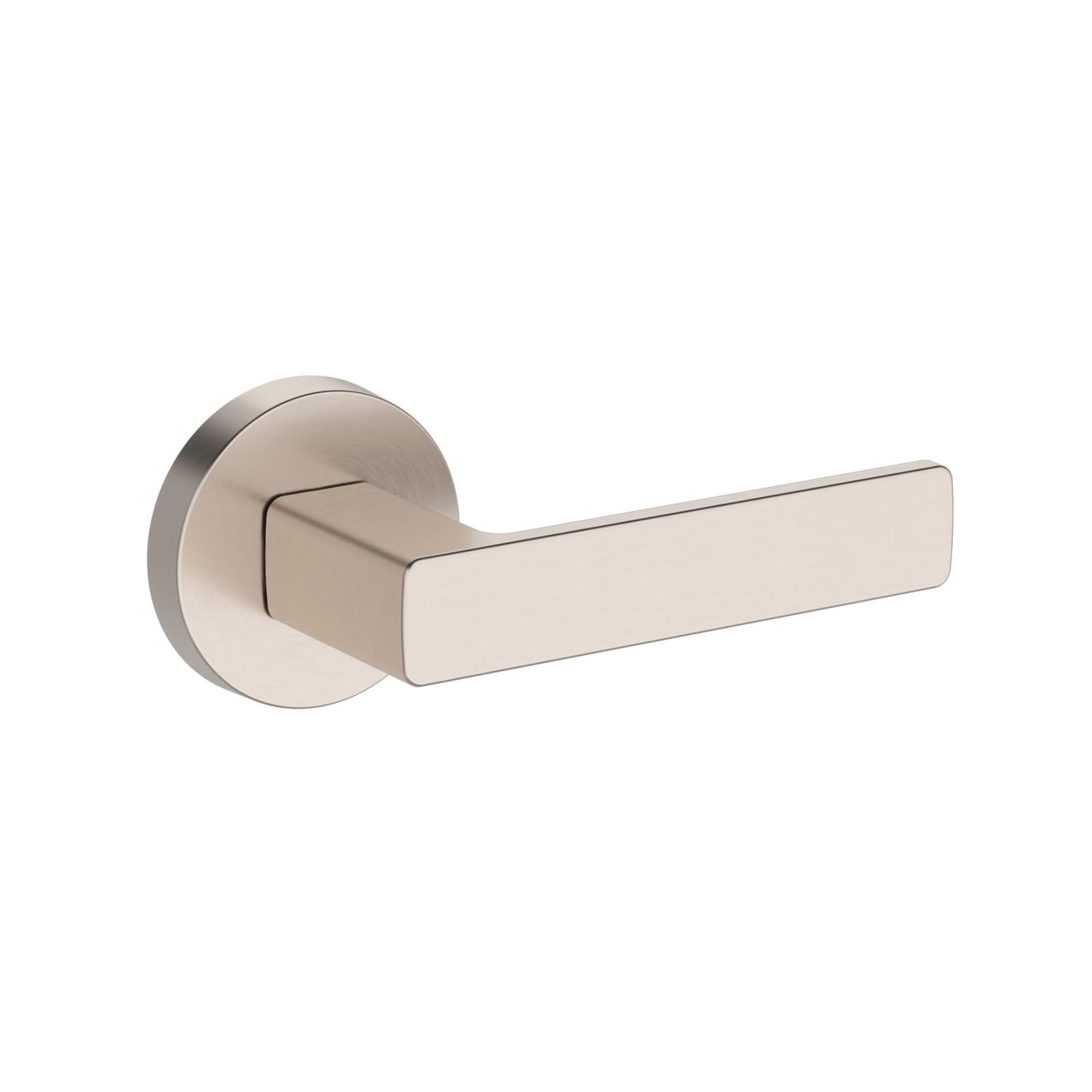 Baldwin Reserve Sharpewood Lever, Contemporary Round Rose, Satin Nickel