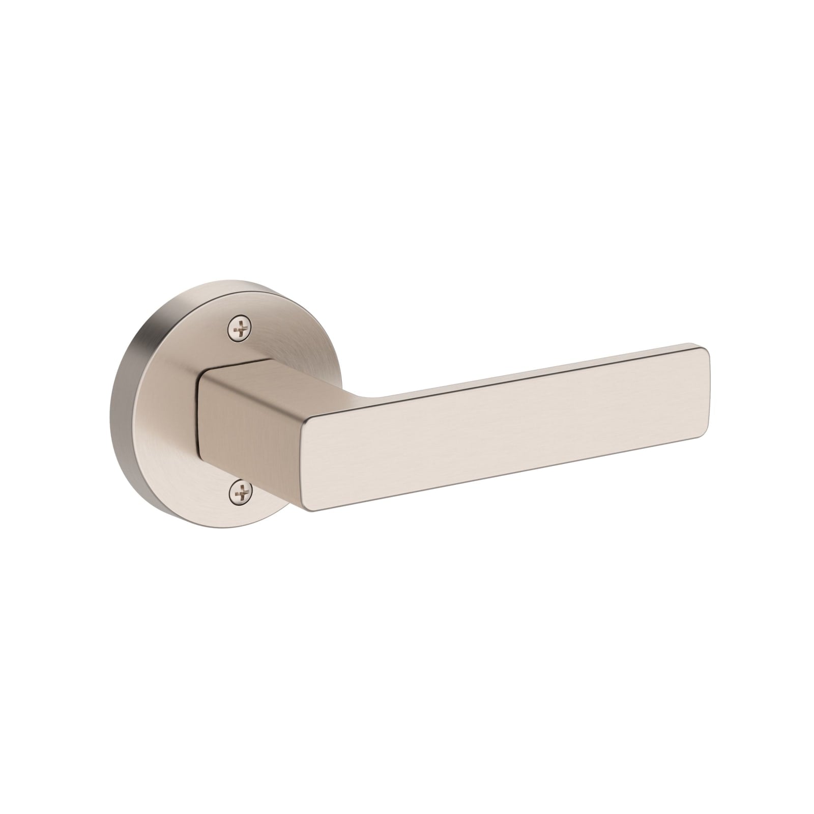 Baldwin Reserve Sharpewood Lever, Contemporary Round Rose, Satin Nickel