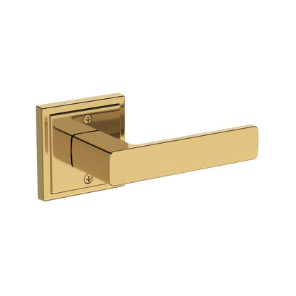 Baldwin Reserve Sharpewood Lever, Stepped Square Rose, Lifetime (PVD) Polished Brass