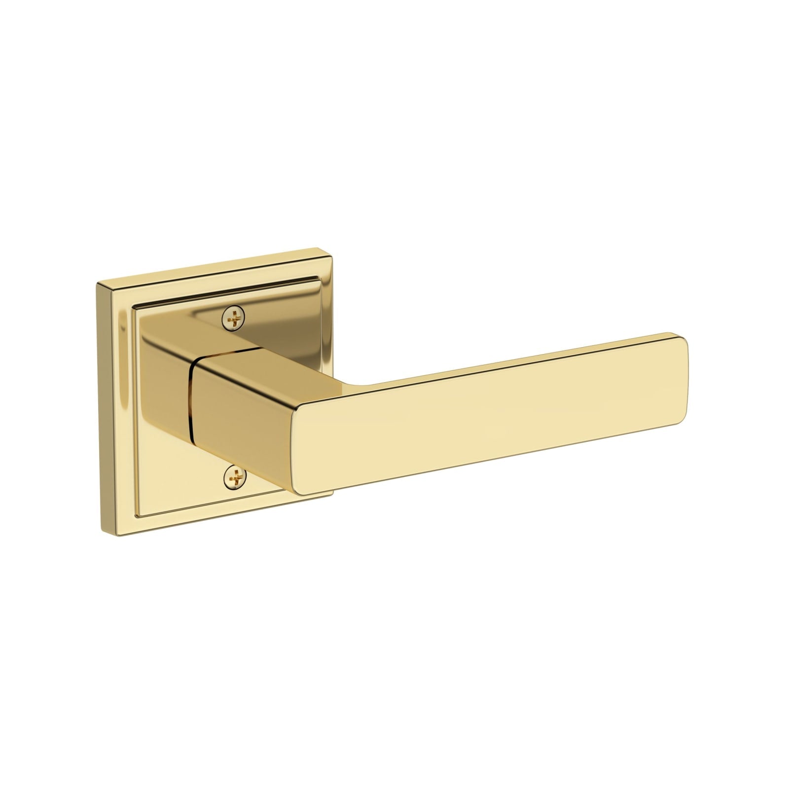 Baldwin Reserve Sharpewood Lever, Stepped Square Rose, Non-lacquered Brass