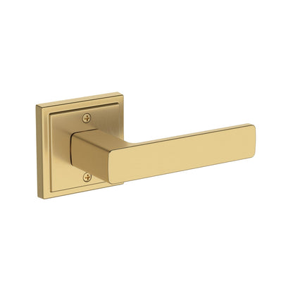 Baldwin Reserve Sharpewood Lever, Stepped Square Rose, Lifetime (PVD) Satin Brass