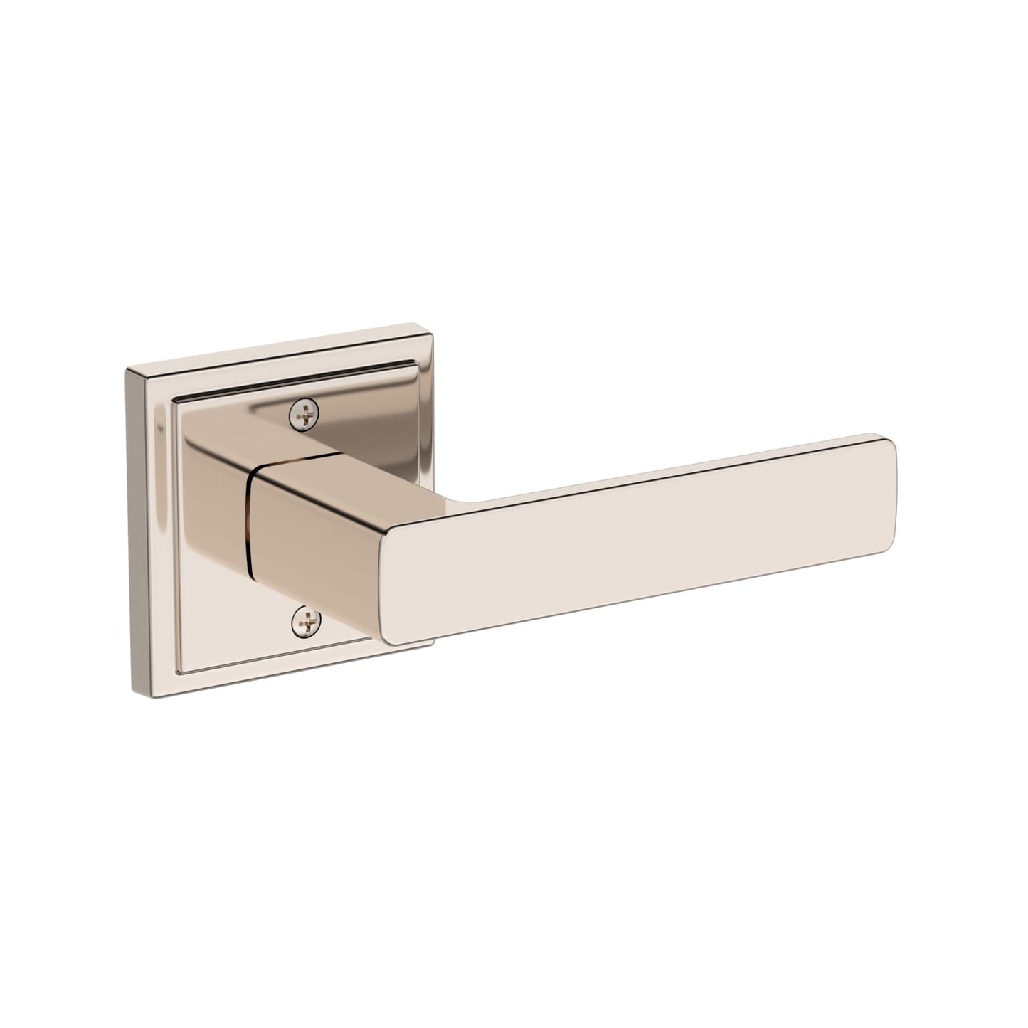 Baldwin Reserve Sharpewood Lever, Stepped Square Rose, Lifetime (PVD) Polished Nickel