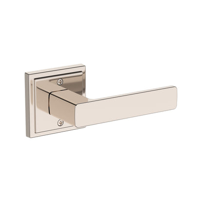 Baldwin Reserve Sharpewood Lever, Stepped Square Rose, Lifetime (PVD) Polished Nickel