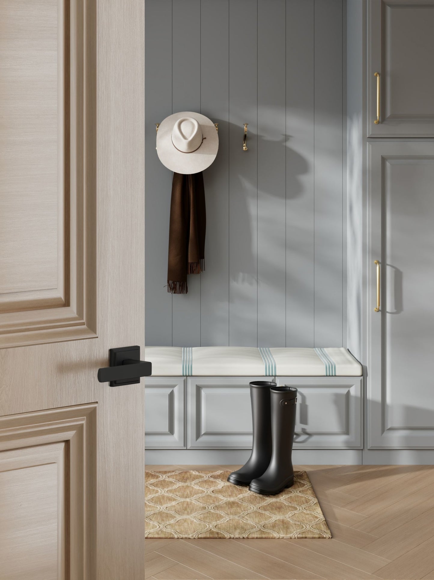 Baldwin Reserve Sharpewood Lever, Stepped Square Rose, Satin Black