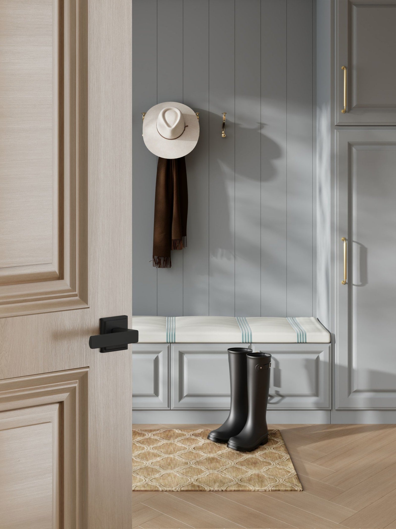 Baldwin Reserve Sharpewood Lever, Stepped Square Rose, Satin Black