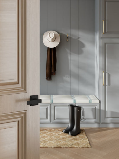 Baldwin Reserve Sharpewood Lever, Stepped Square Rose, Satin Black