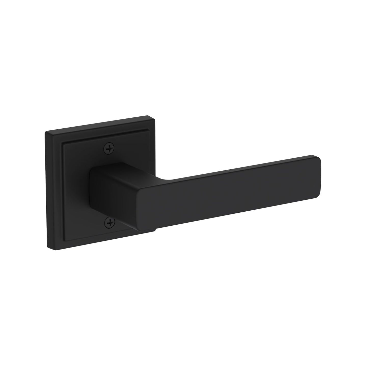 Baldwin Reserve Sharpewood Lever, Stepped Square Rose, Satin Black