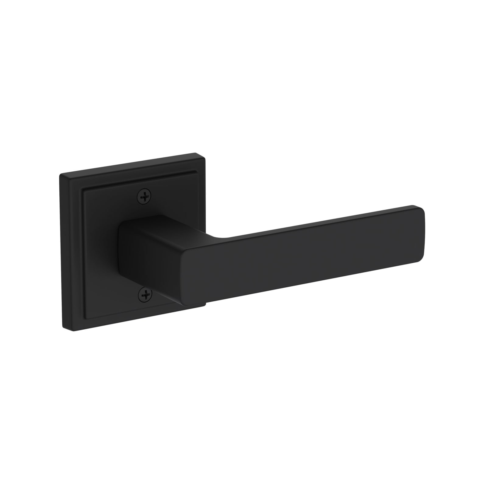 Baldwin Reserve Sharpewood Lever, Stepped Square Rose, Satin Black