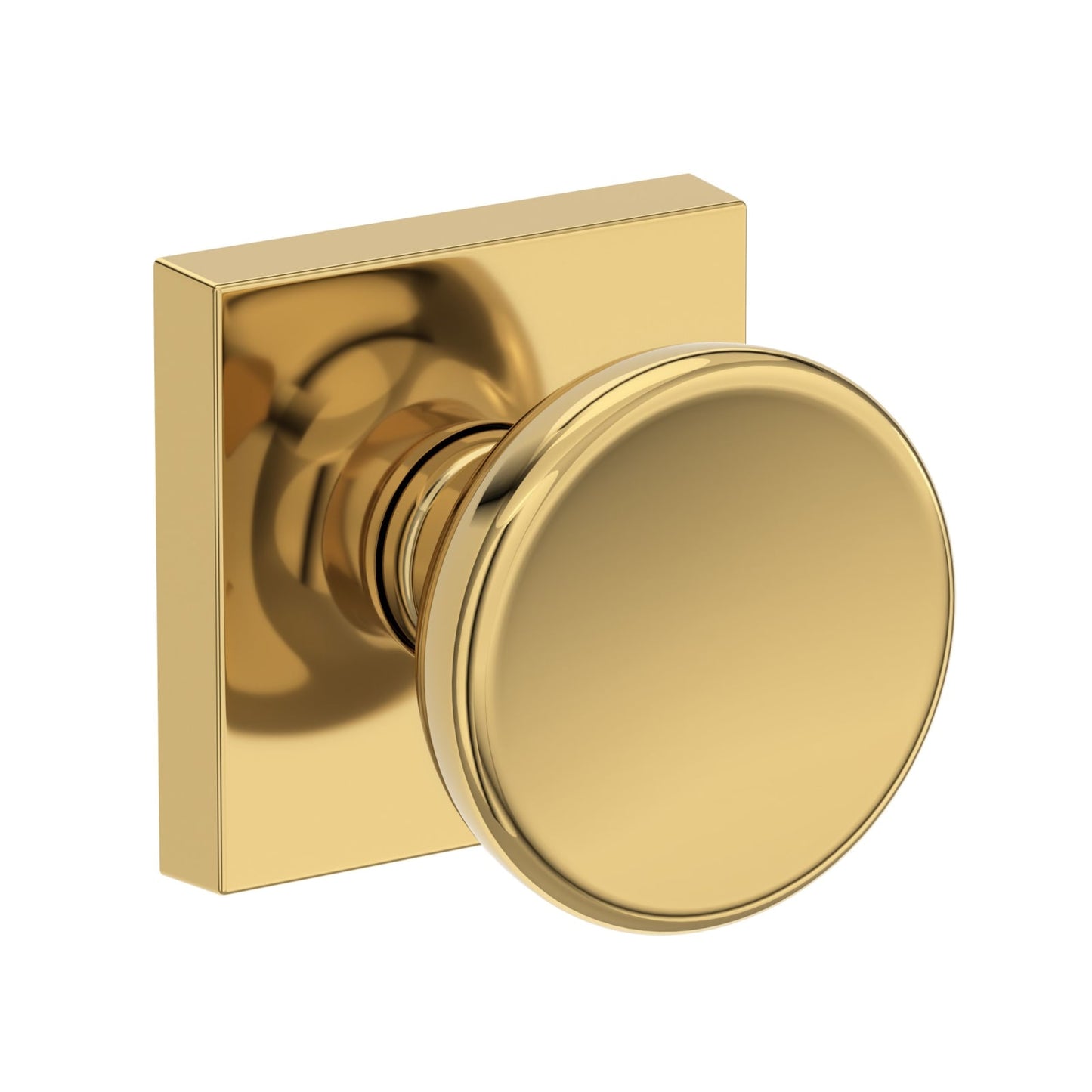 Baldwin Reserve Solvang Knob, Contemporary Square Rose, Lifetime (PVD) Polished Brass