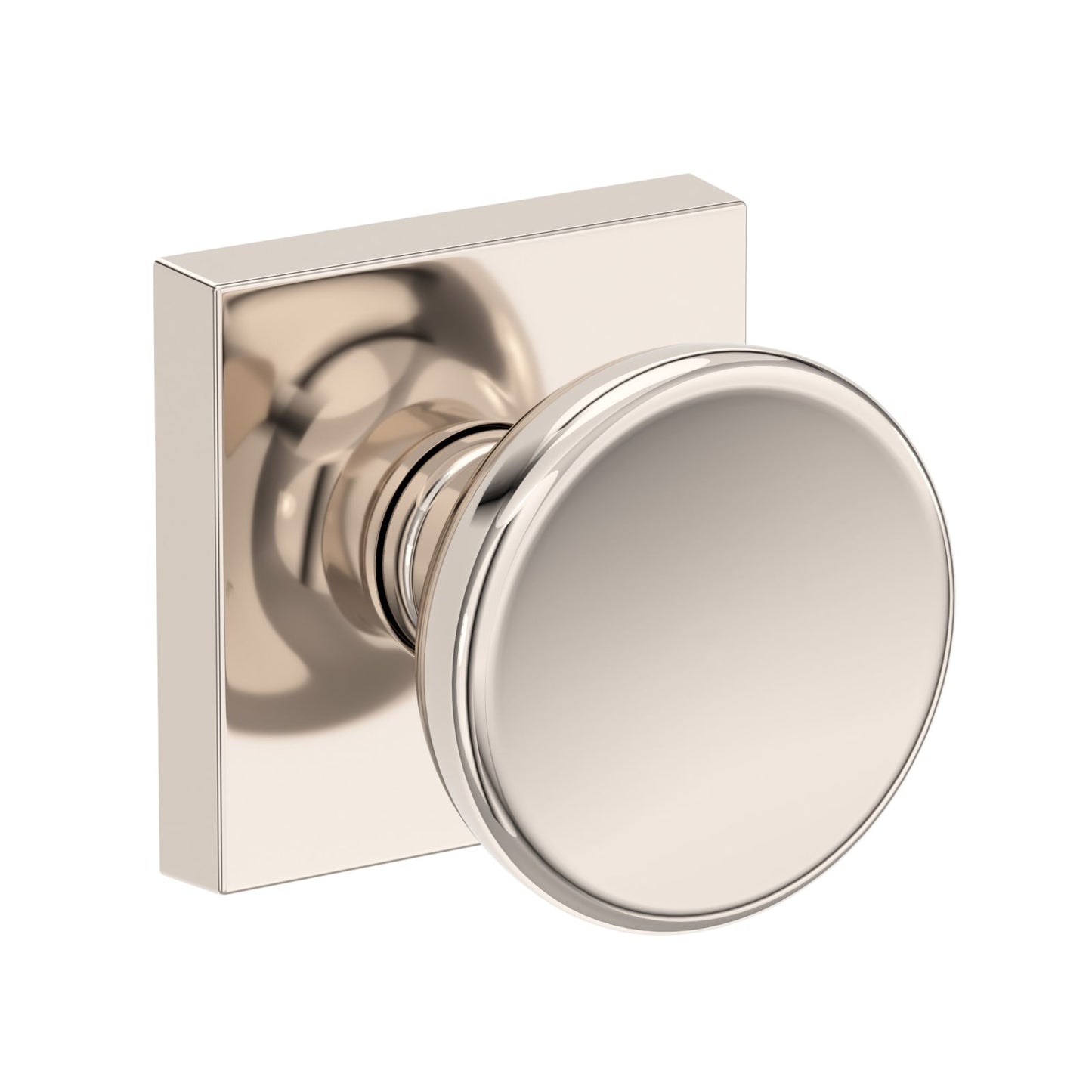 Baldwin Reserve Solvang Knob, Contemporary Square Rose, Lifetime (PVD) Polished Nickel